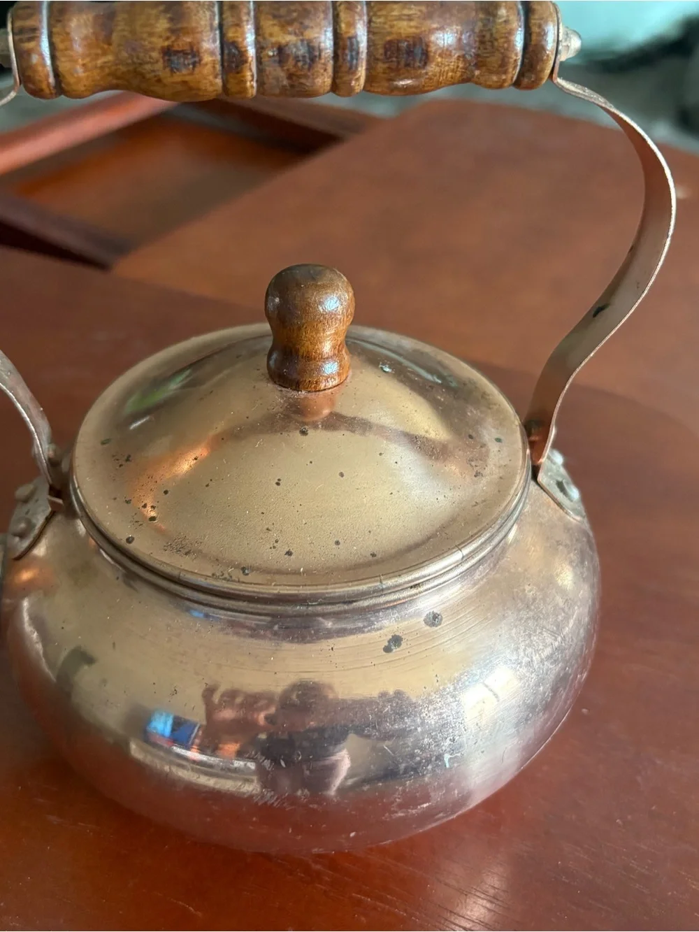 Copper Teapot with Wooden Handle and Knob